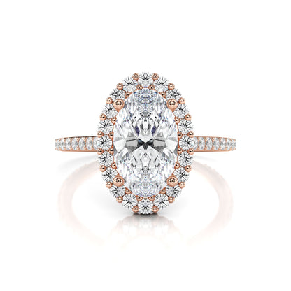 Micro Halo Oval Diamond Engagement Ring
