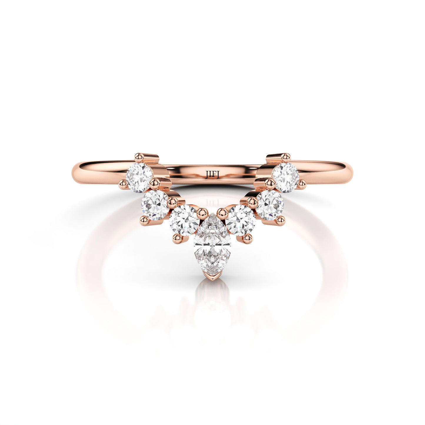 Crown Curved Round & Marquise Diamond Eternity Band
