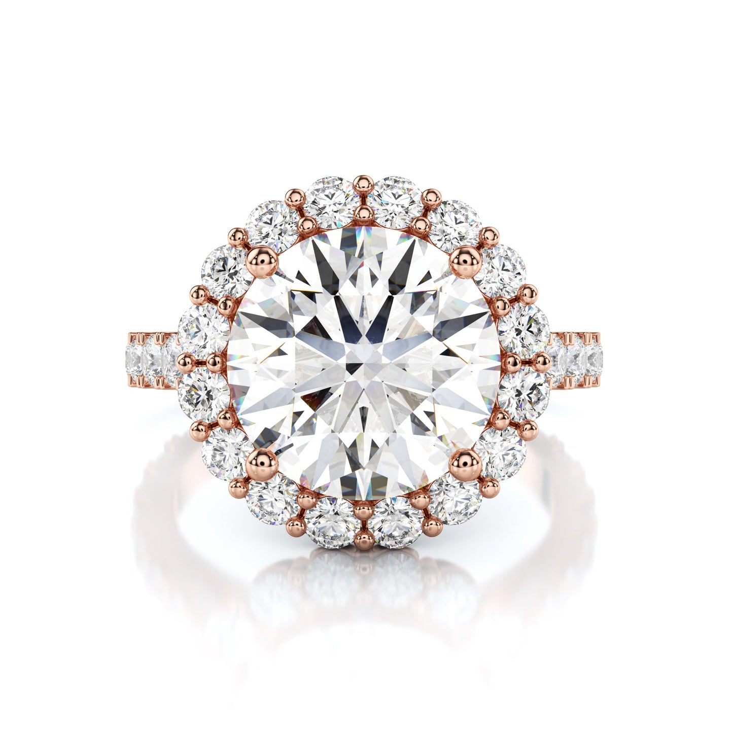 Bague de fiançailles halo taille rond diamant lab