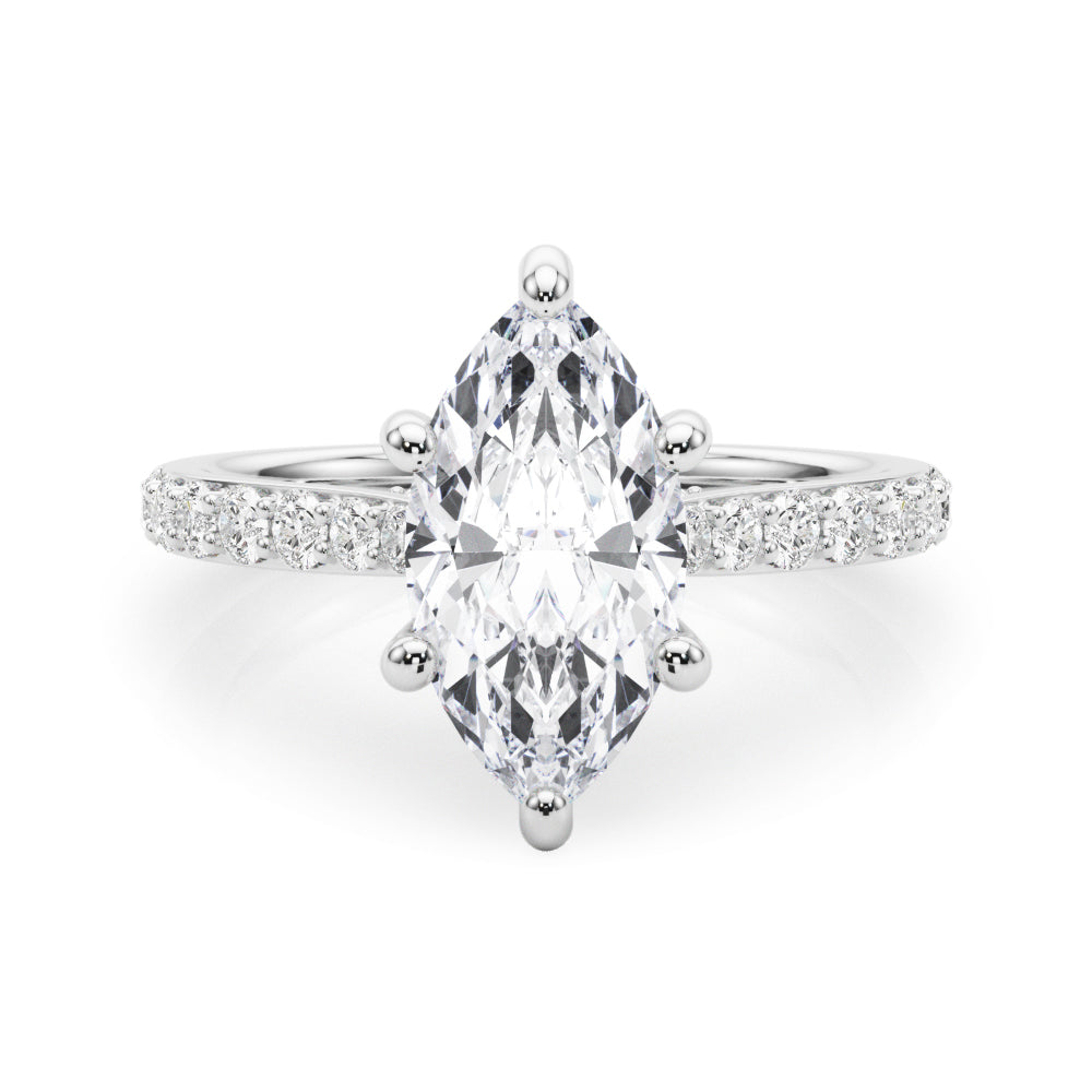 Marquise Cut Hidden Halo & Diamond Pavé Engagement Ring