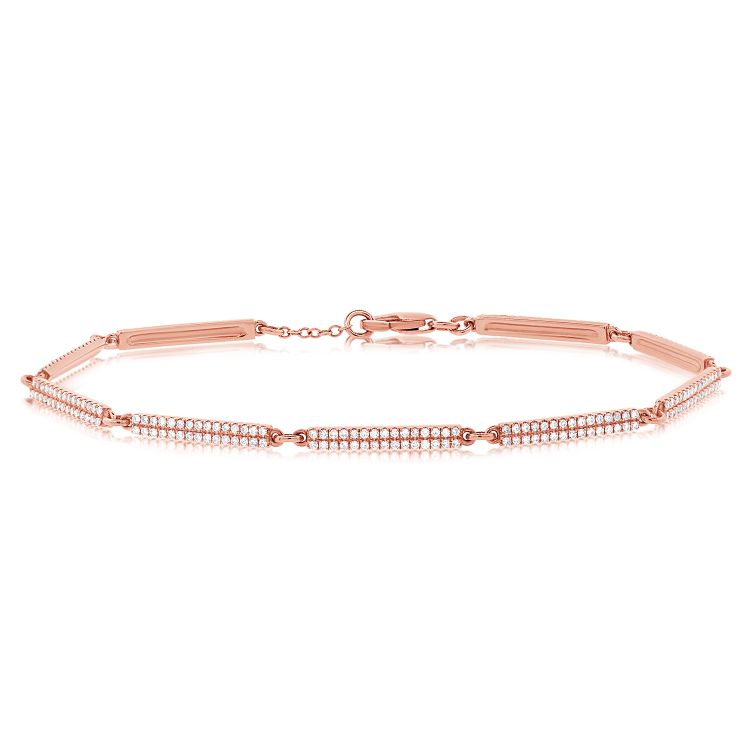 Two Row Diamond Bar Station Bracelet