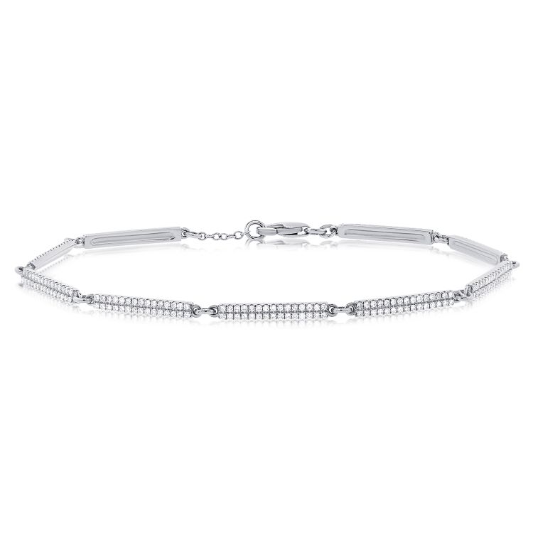 Two Row Diamond Bar Station Bracelet