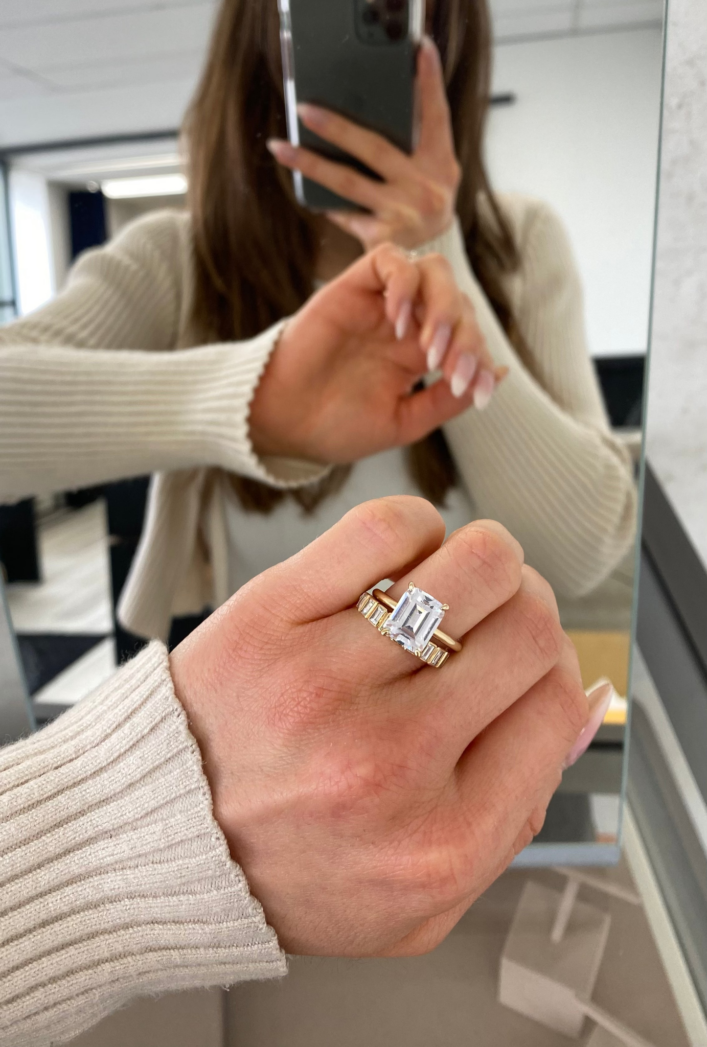 Lab Diamond Emerald Engagement Ring