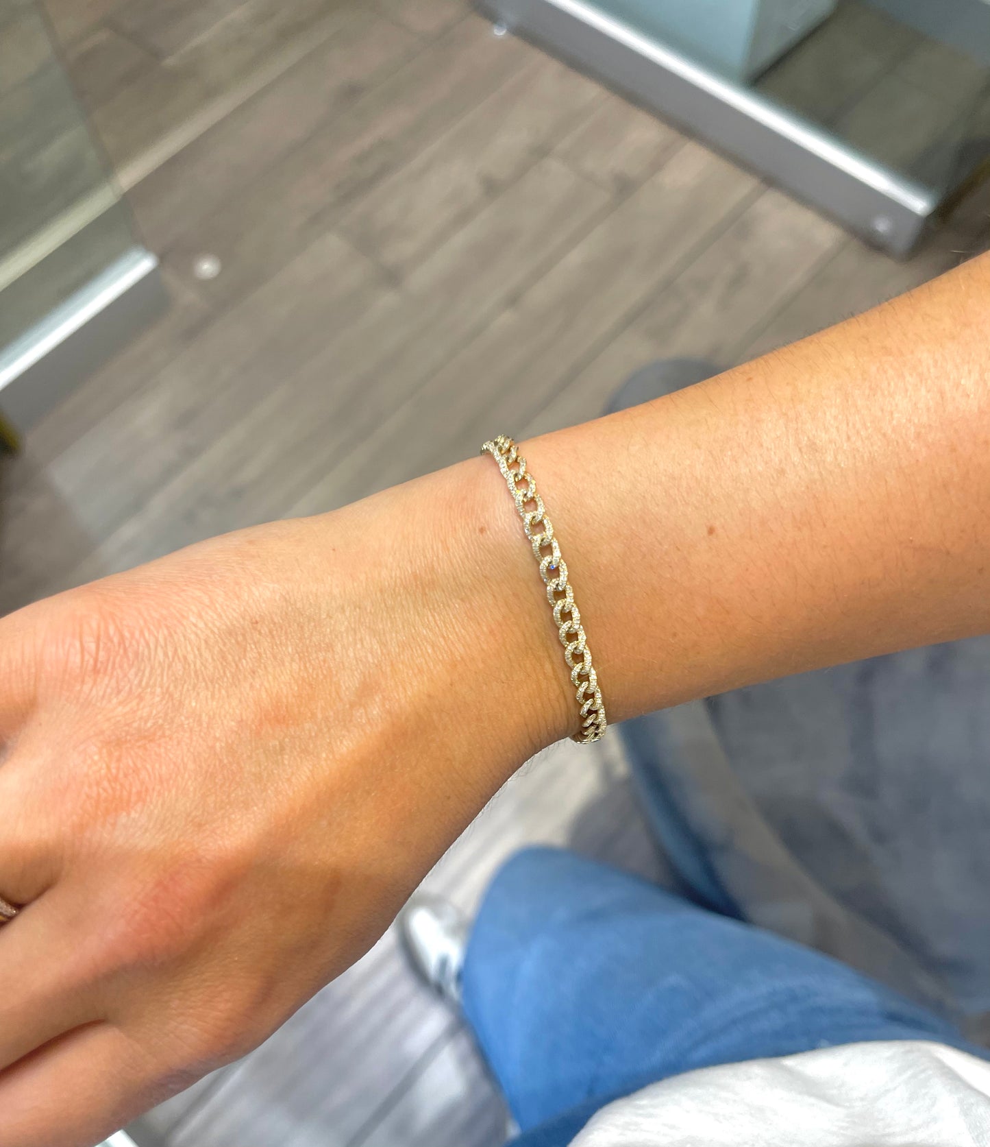 Bracelet cubain Miami partiellement diamanté