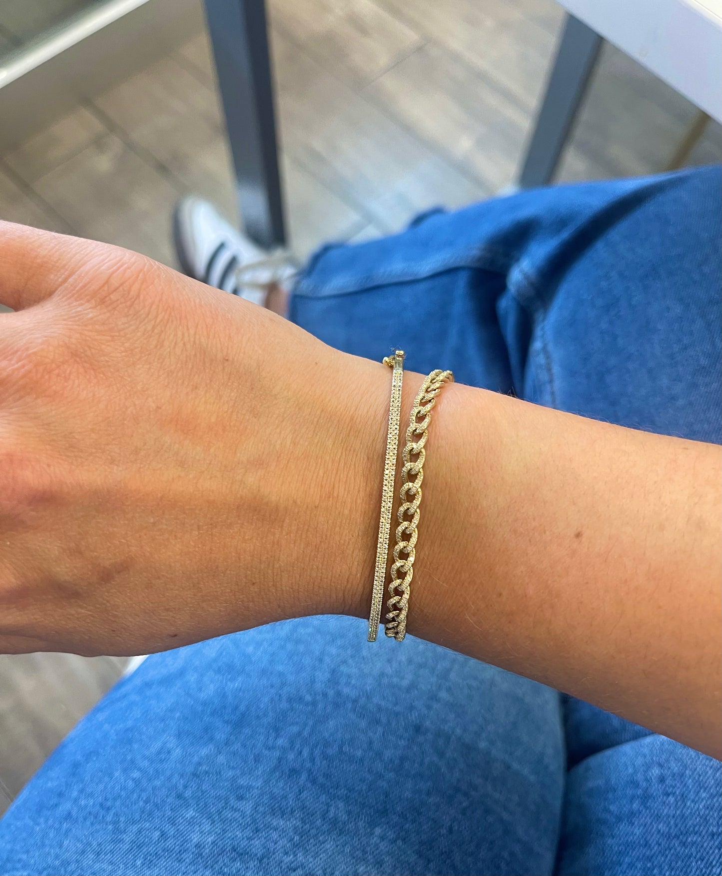 Bracelet cubain Miami partiellement diamanté