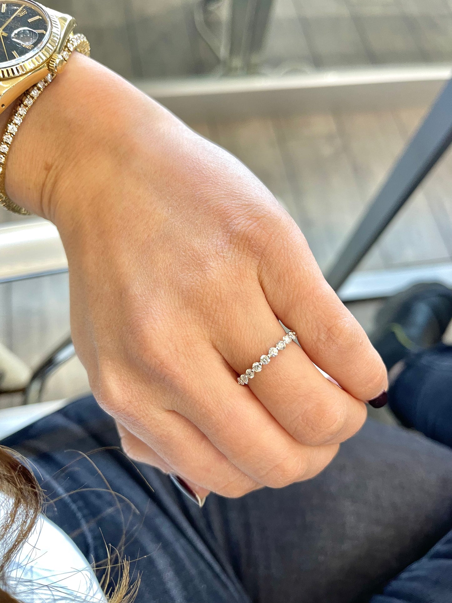 Diamond Single Prong Eternity Band