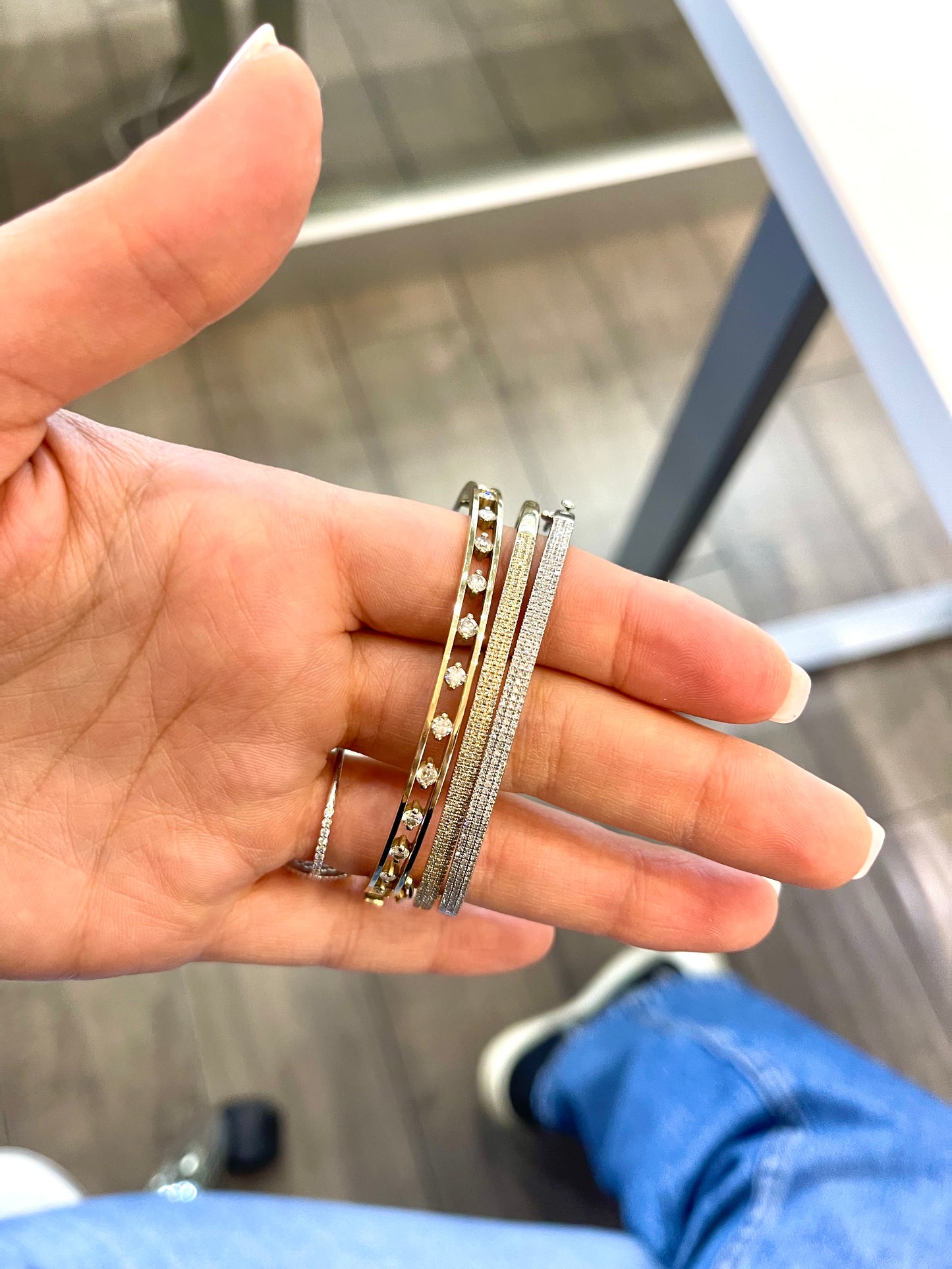Bracelet diamant à trois rangées