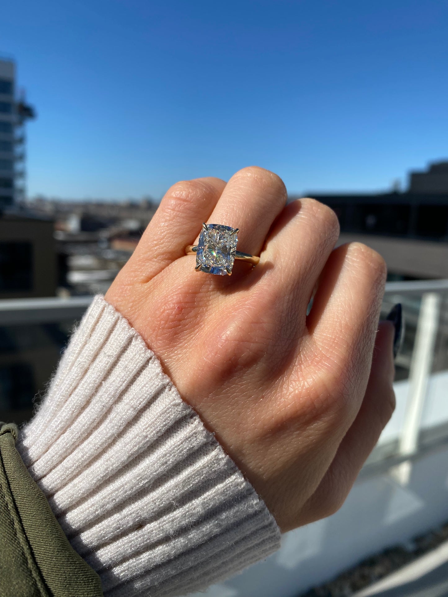 Lab Diamond Cushion Engagement Ring