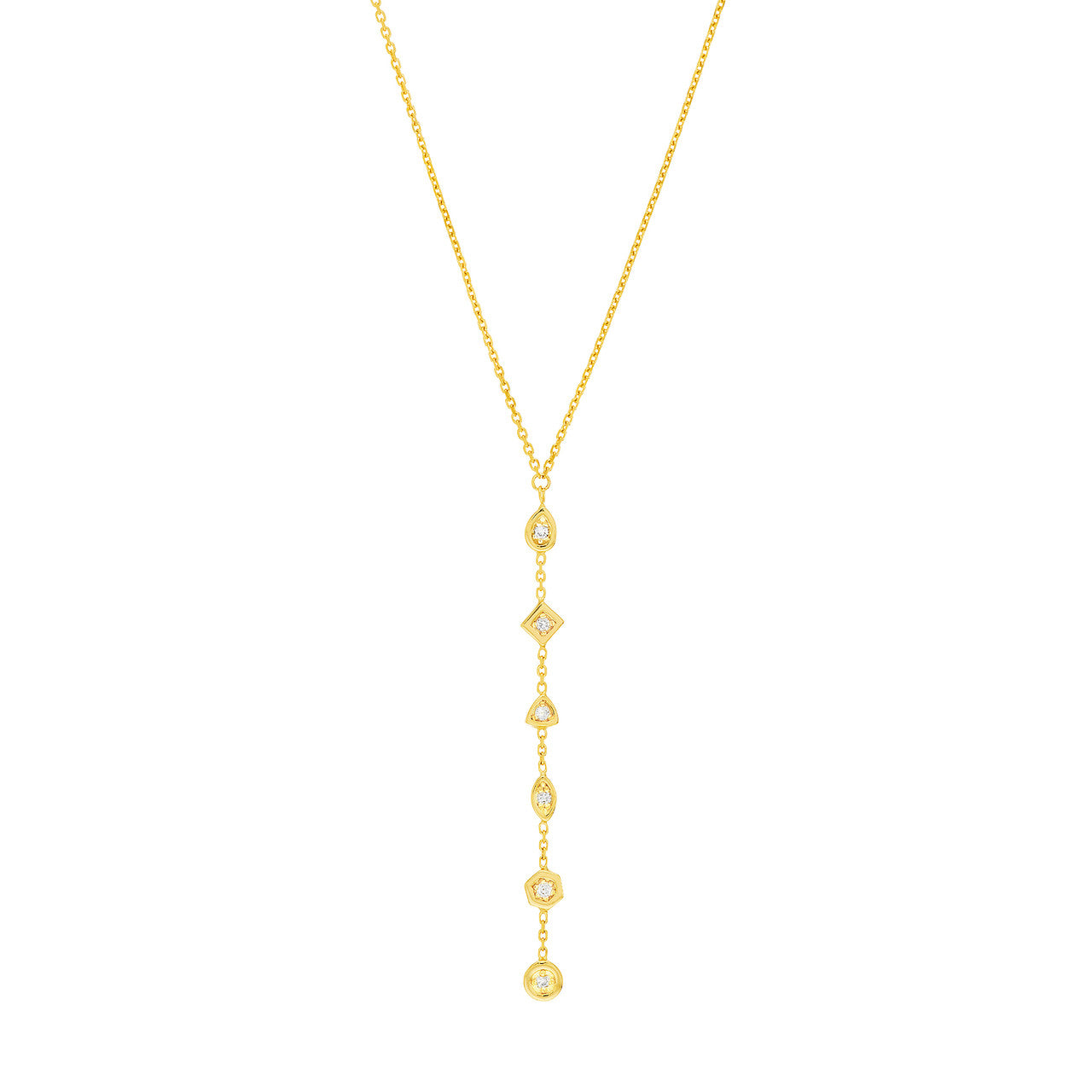 Mixed Diamond Bezel Lariat