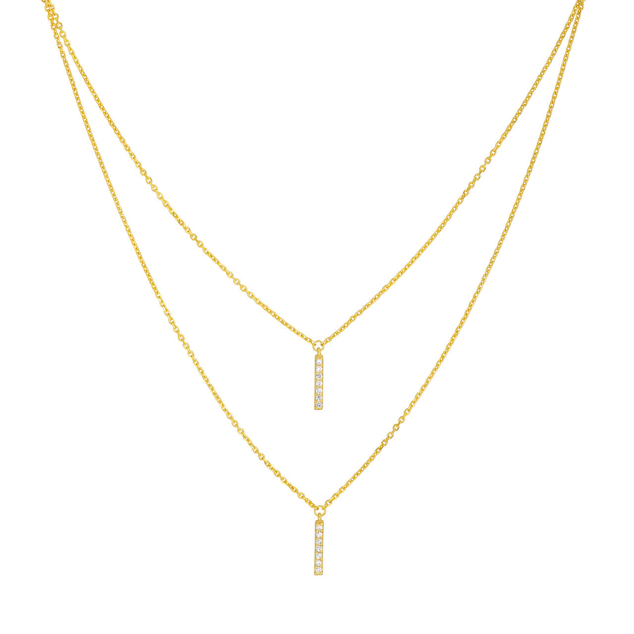 Double Diamond Bar Necklace