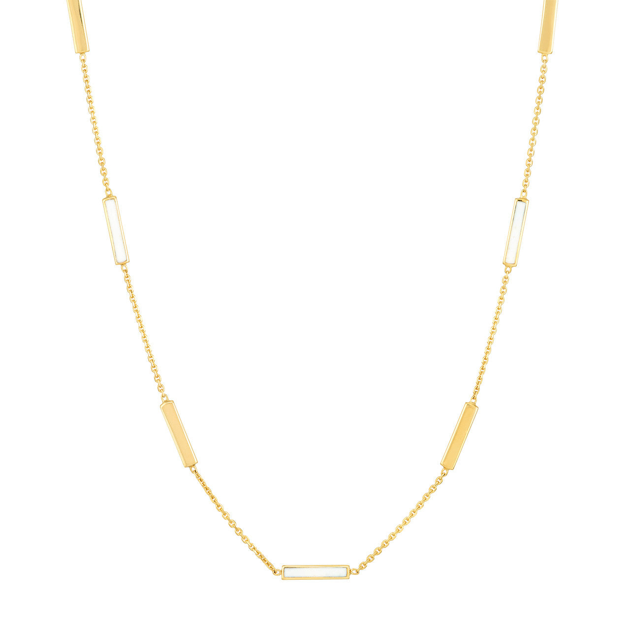 White Enamel Alternating Bar Necklace
