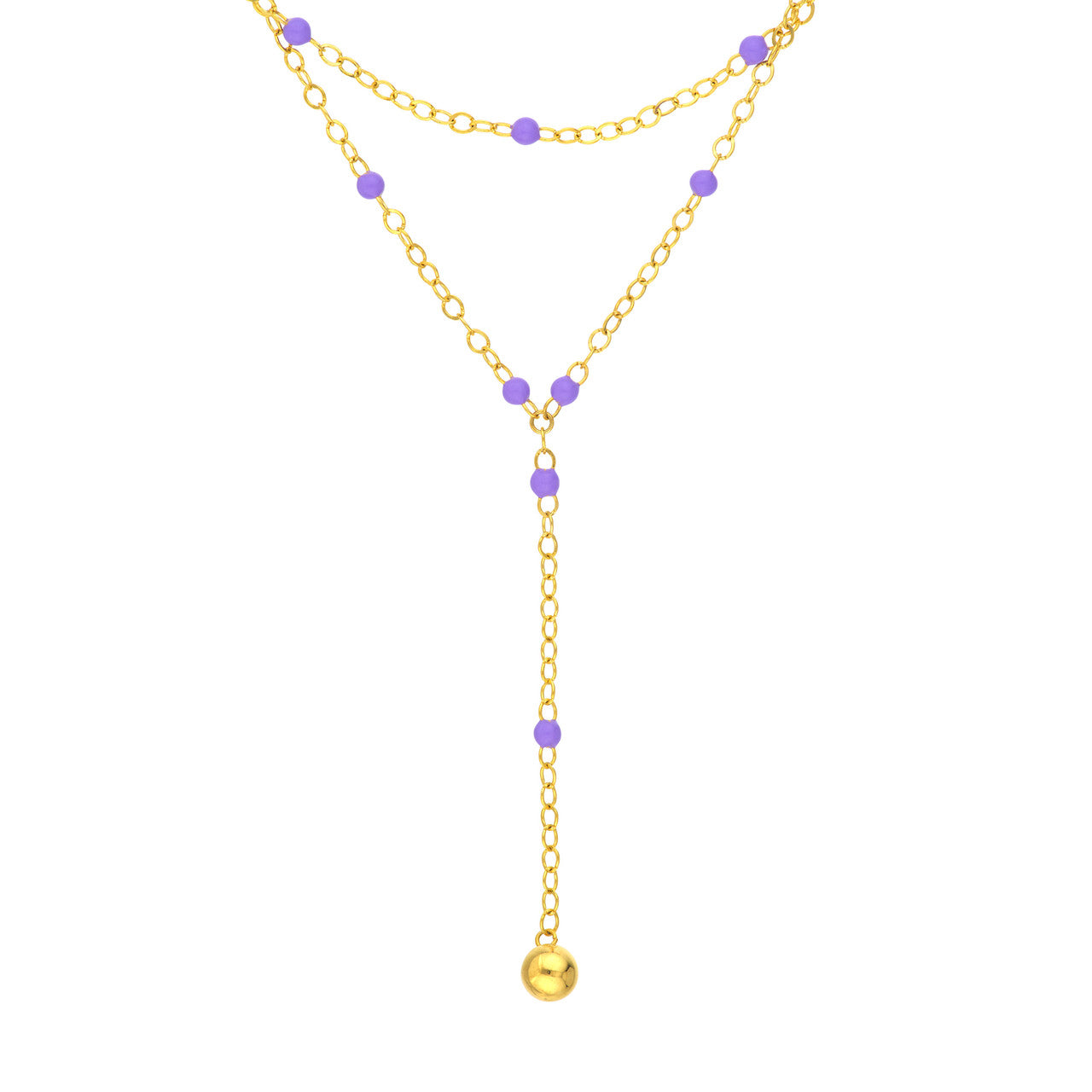 Layered Lilac Enamel Lariat
