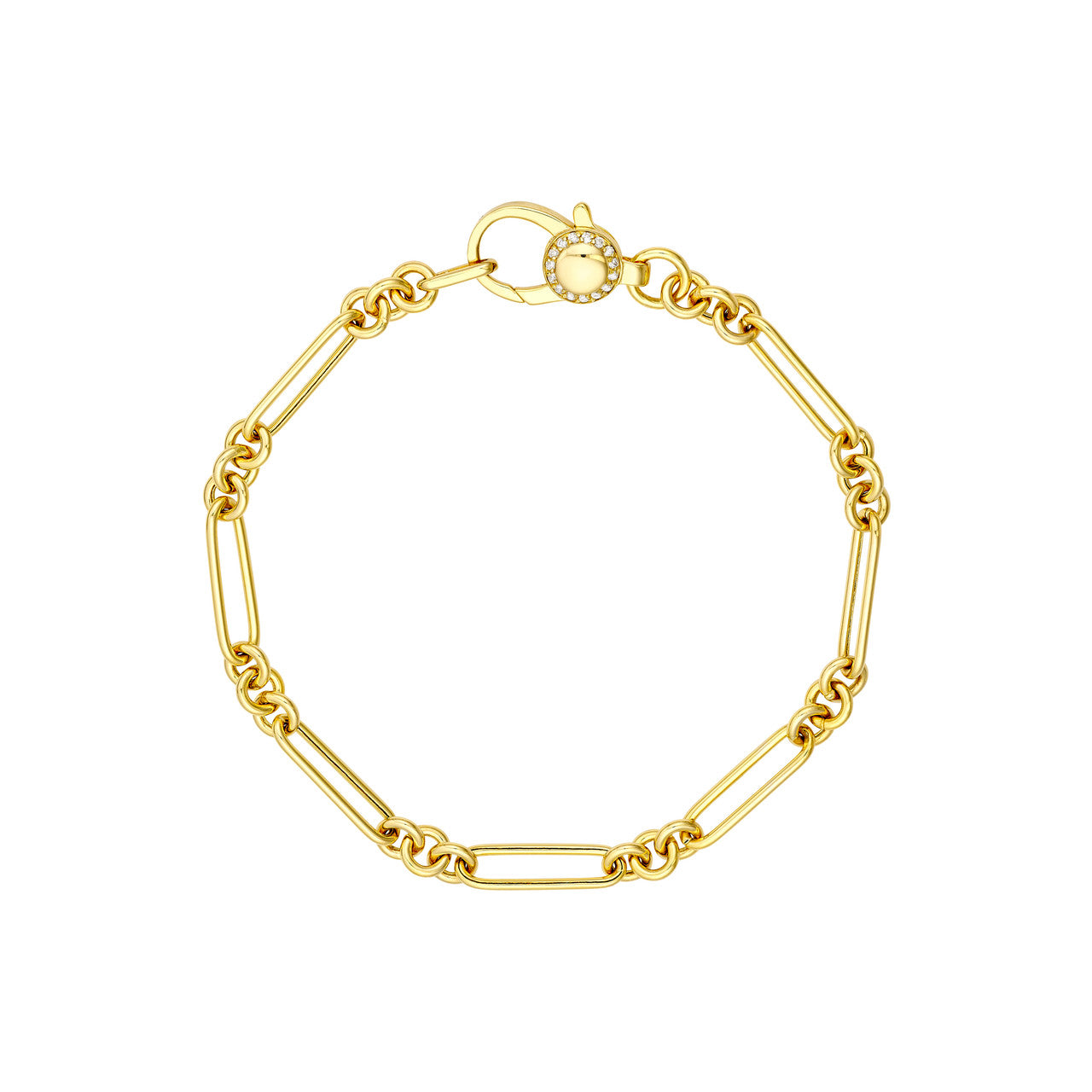 Hollow Paper Clip Bracelet with Diamond Lock
