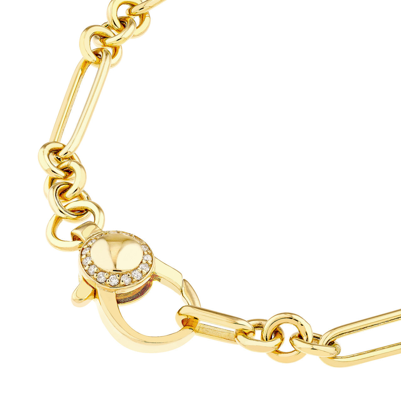 Hollow Paper Clip Bracelet with Diamond Lock