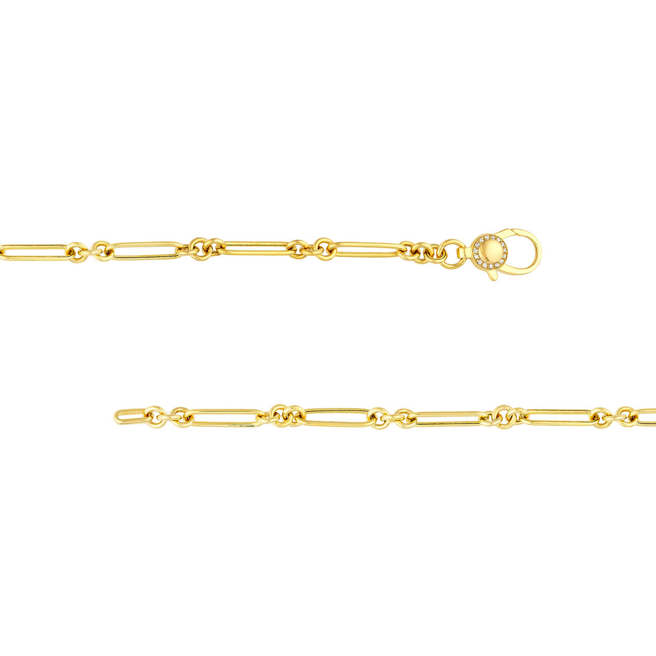 Hollow Paper Clip Bracelet with Diamond Lock