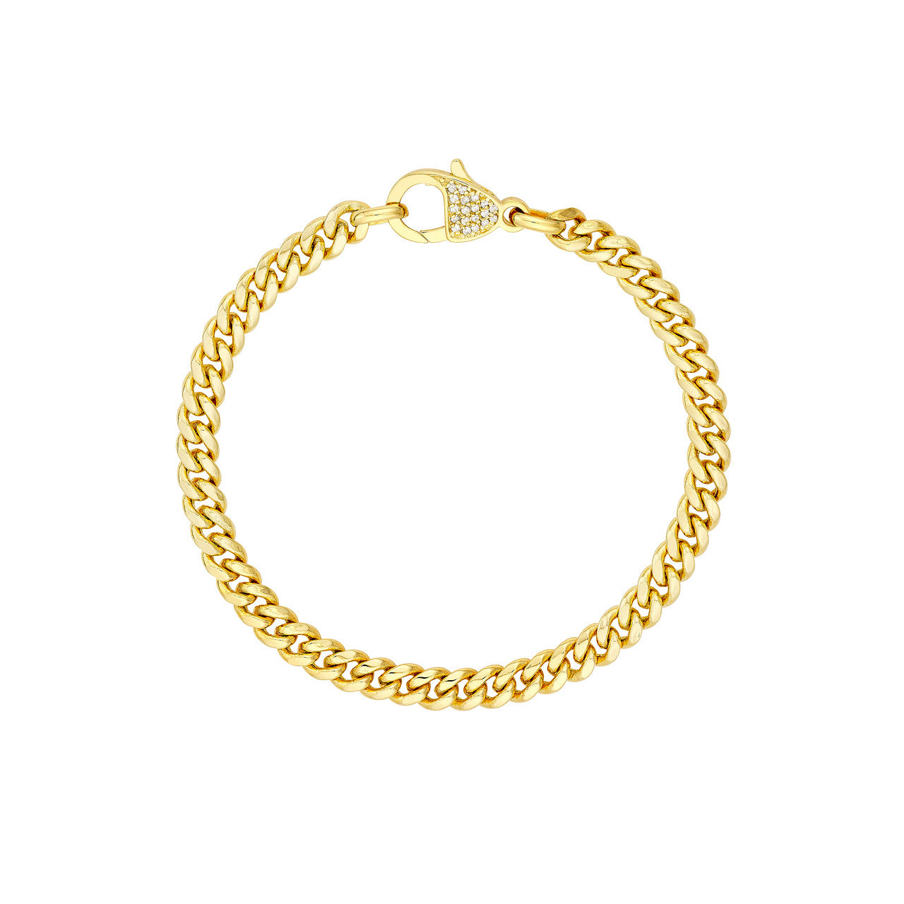 Bracelet chaîne à maille gourmette et pavé de diamants en forme de poire