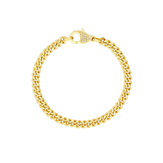 Pavé Diamond Pear Lock Curb Chain Bracelet