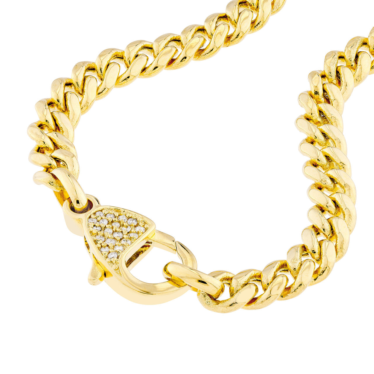 Bracelet chaîne à maille gourmette et pavé de diamants en forme de poire