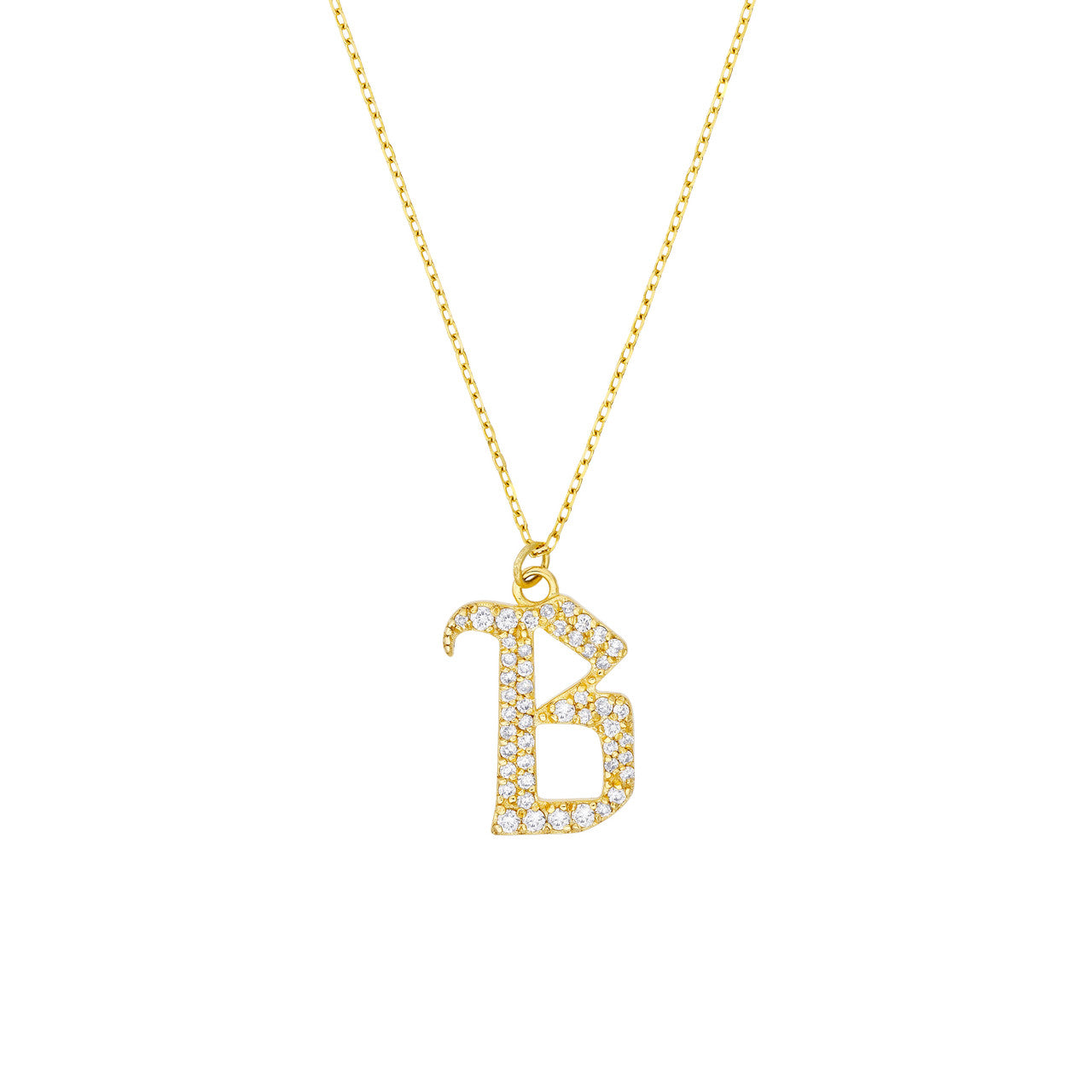 Gothic Diamond Initial Letter Necklace