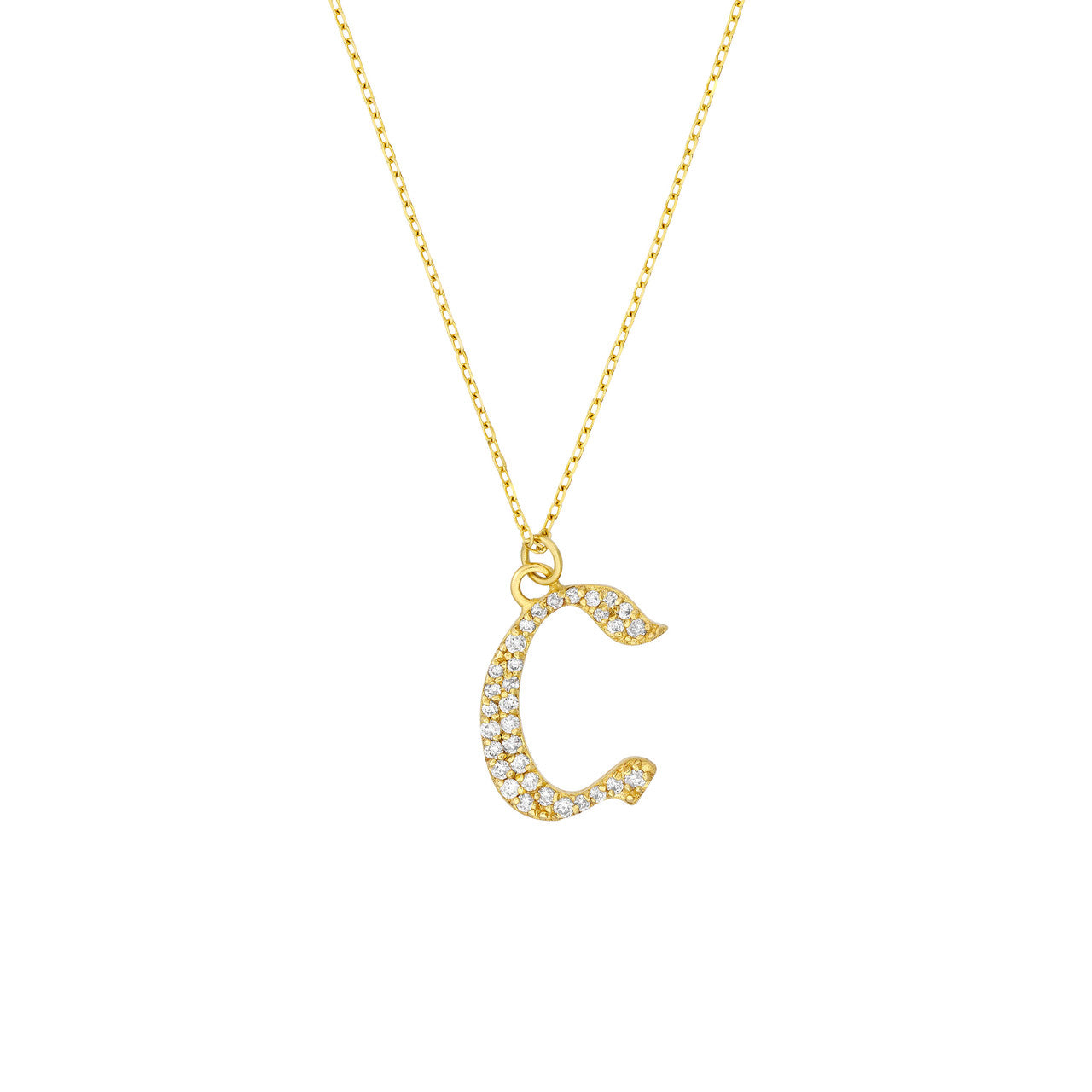 Gothic Diamond Initial Letter Necklace