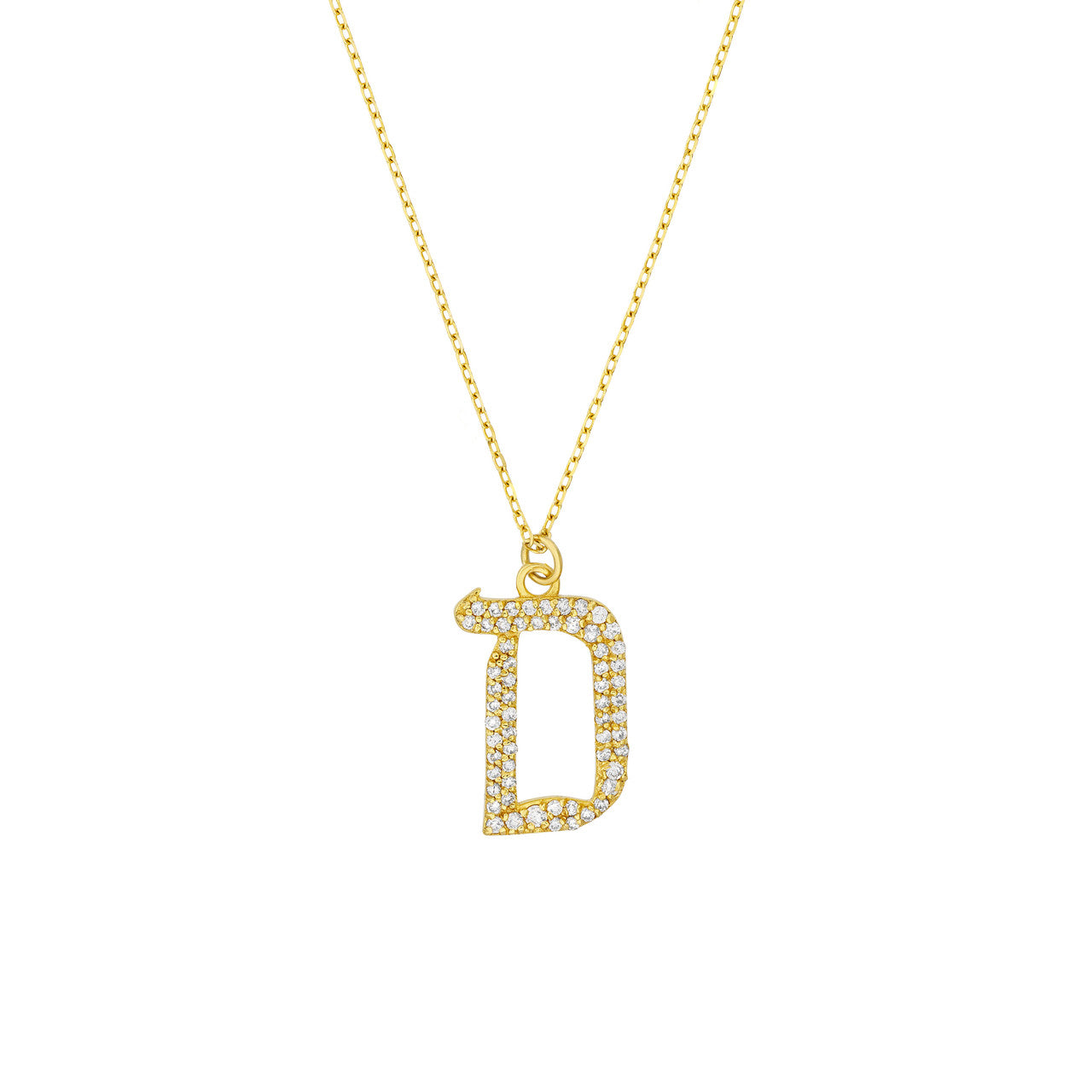 Gothic Diamond Initial Letter Necklace
