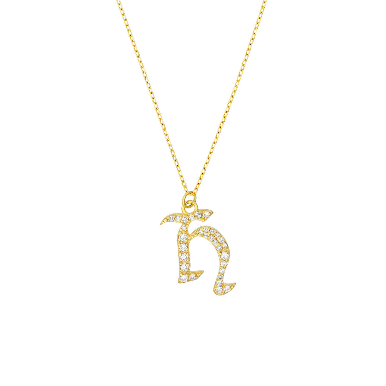 Gothic Diamond Initial Letter Necklace