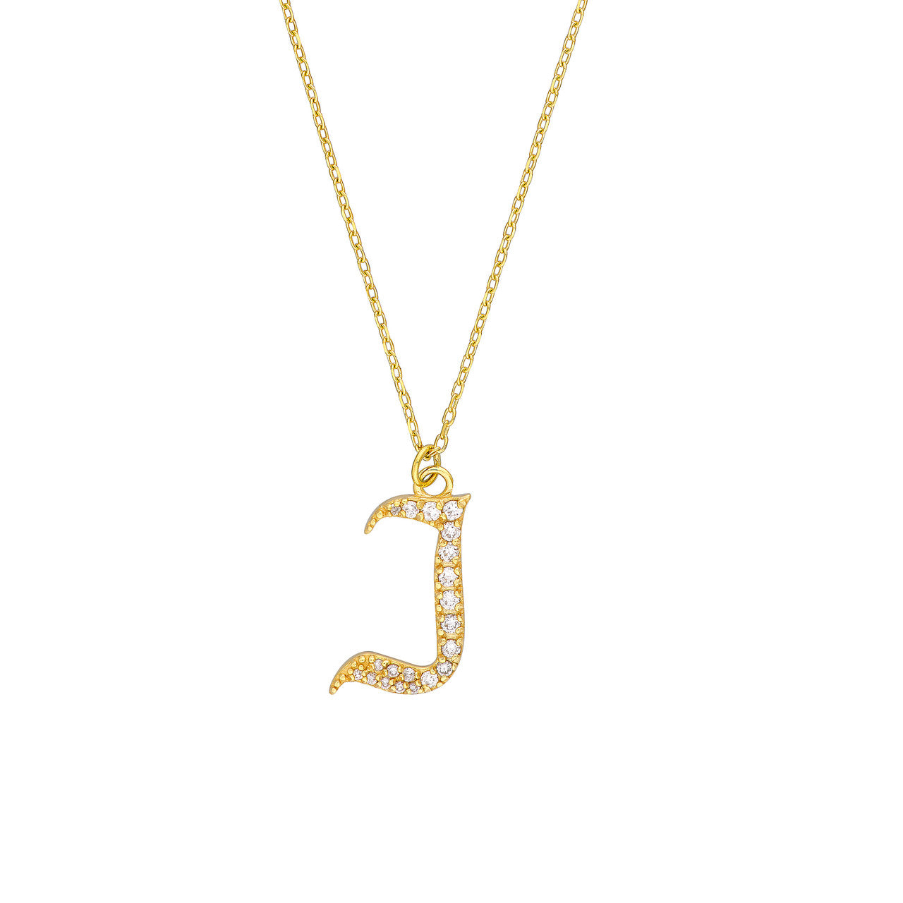 Gothic Diamond Initial Letter Necklace