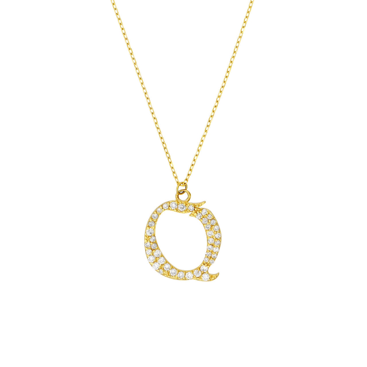 Gothic Diamond Initial Letter Necklace
