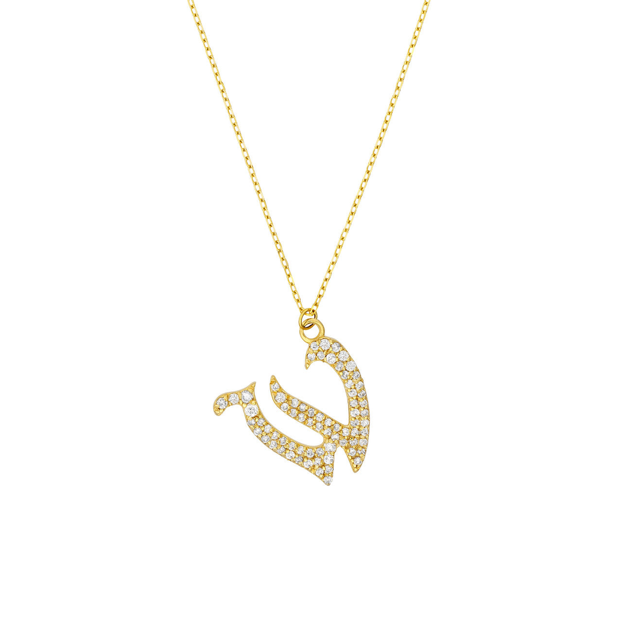 Gothic Diamond Initial Letter Necklace