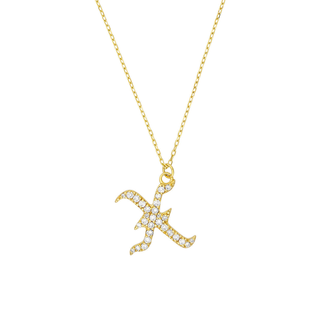 Gothic Diamond Initial Letter Necklace