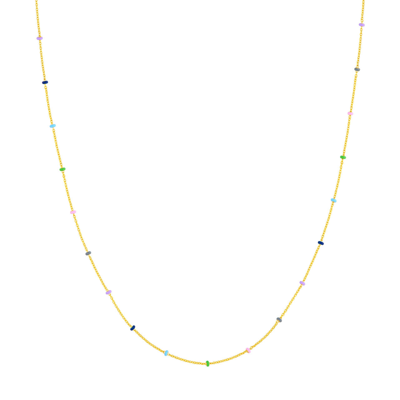 Colored Enamel Bead Saturn Chain Necklace