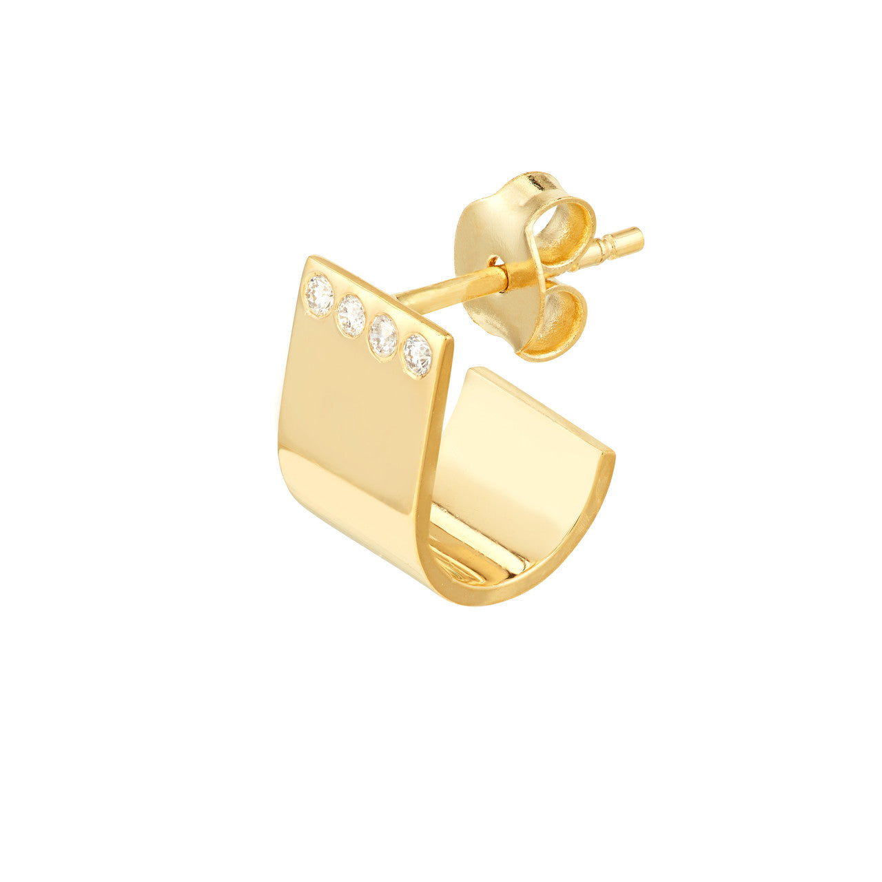 Flushed Diamond J-Huggie Earrings
