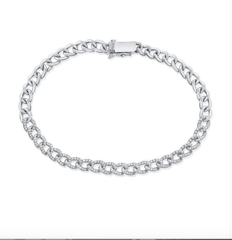 Bracelet cubain Miami partiellement diamanté