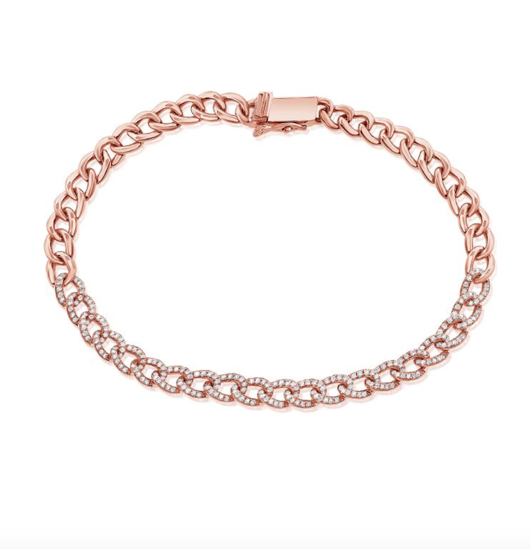Bracelet cubain Miami partiellement diamanté