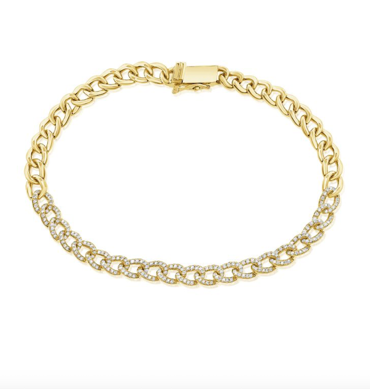 Bracelet cubain Miami partiellement diamanté