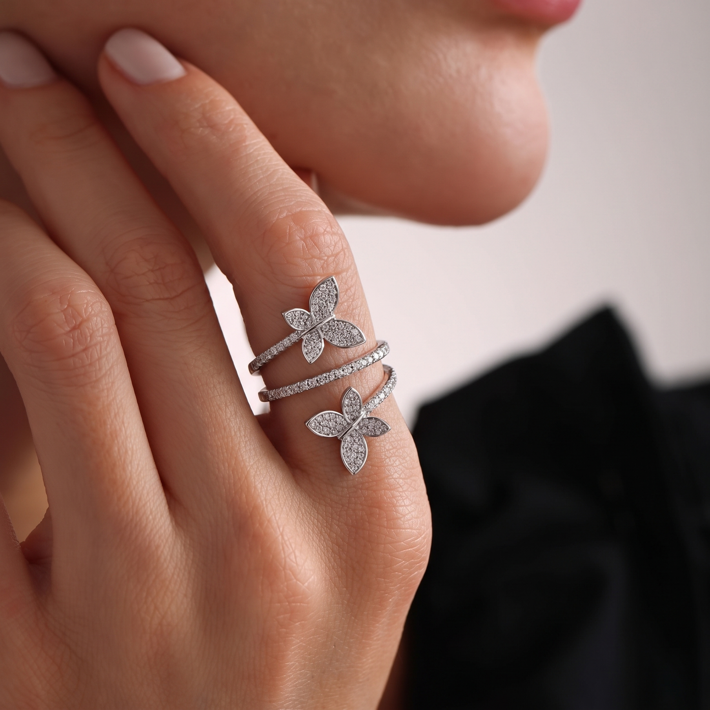 Twisted Diamond Pavé Butterfly Ring