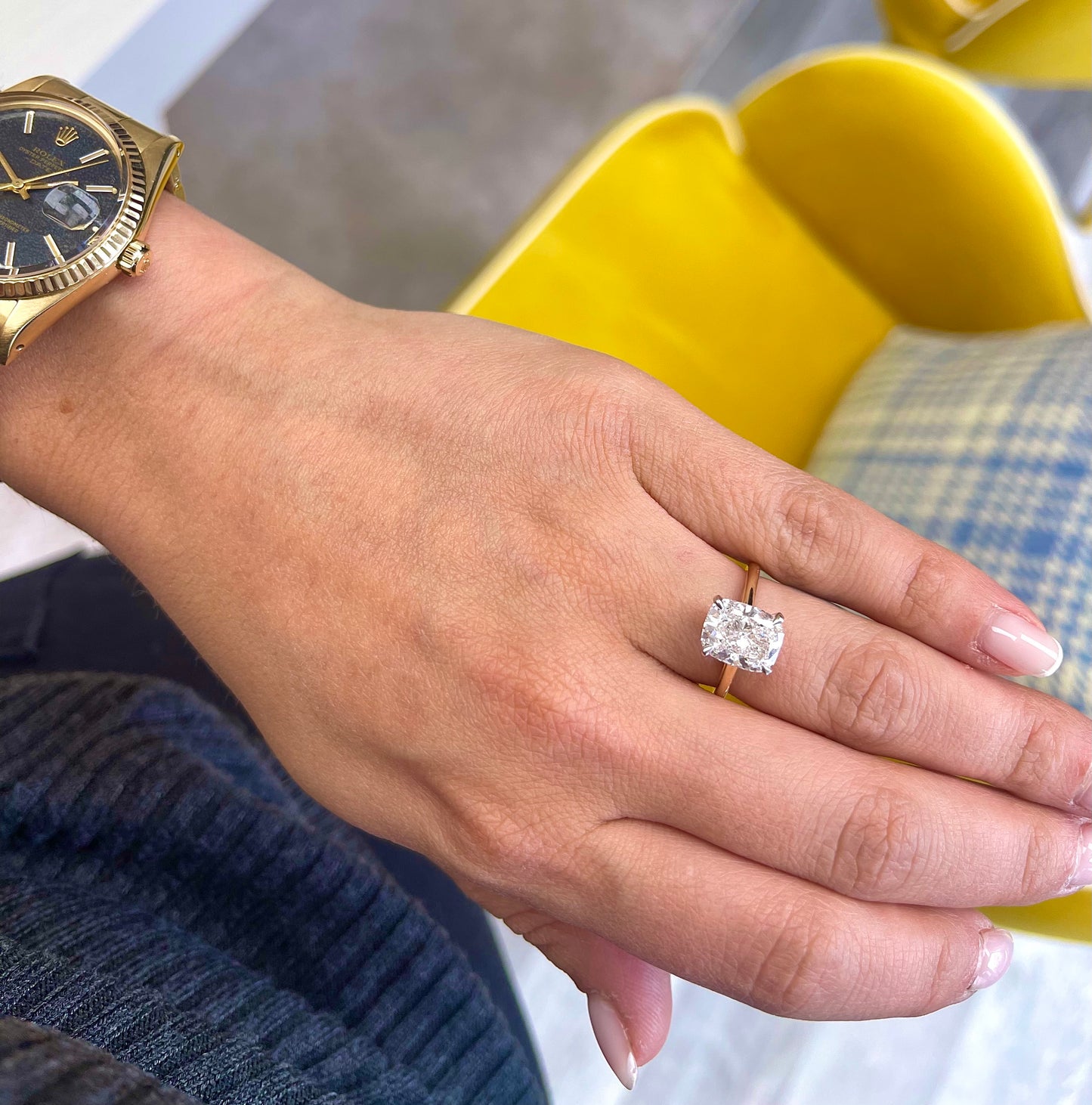 Lab Diamond Cushion Engagement Ring