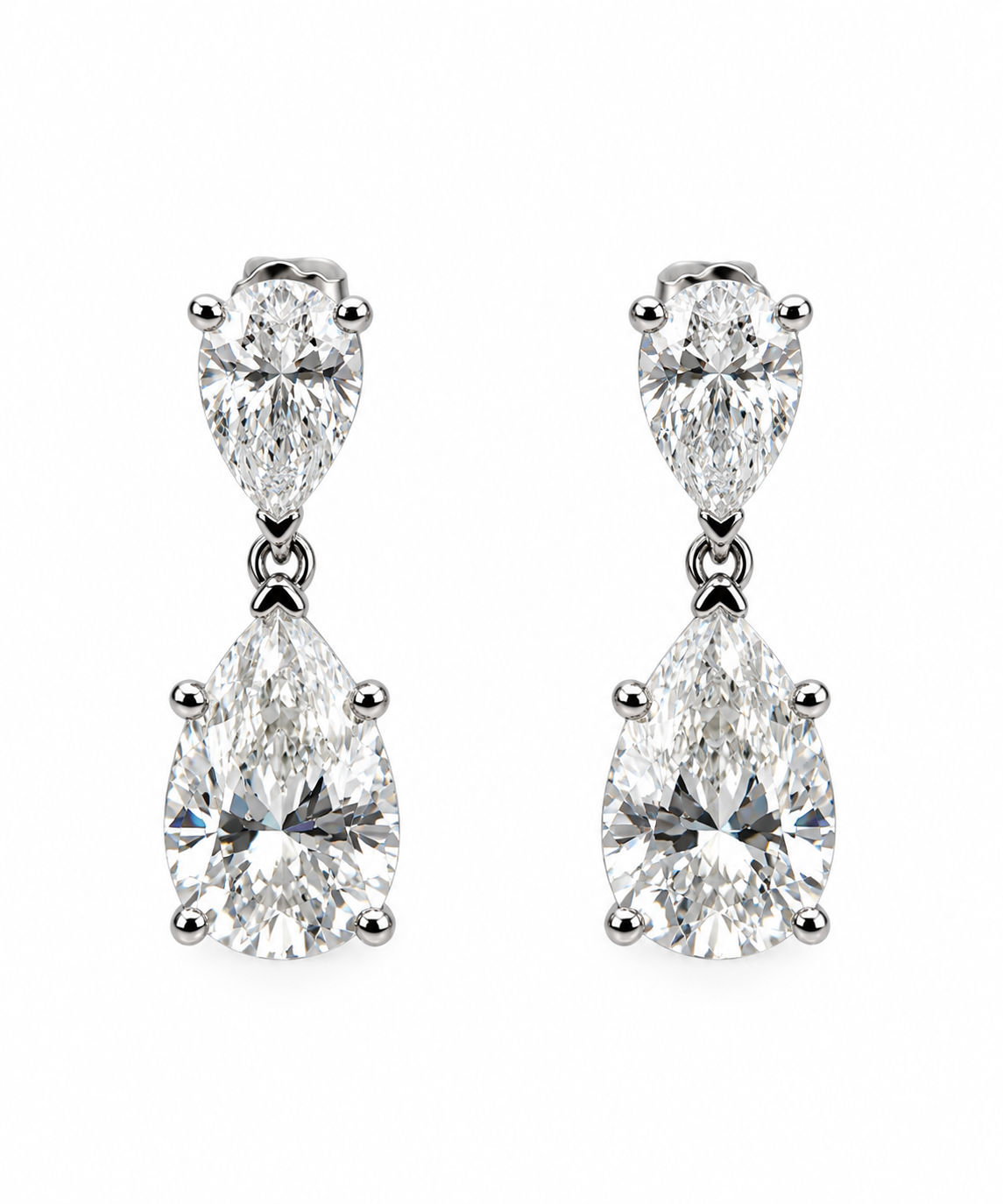 Double Pear Diamond Drop Earrings