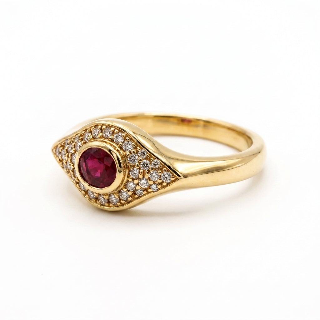Evil Eye Ruby Diamond Ring