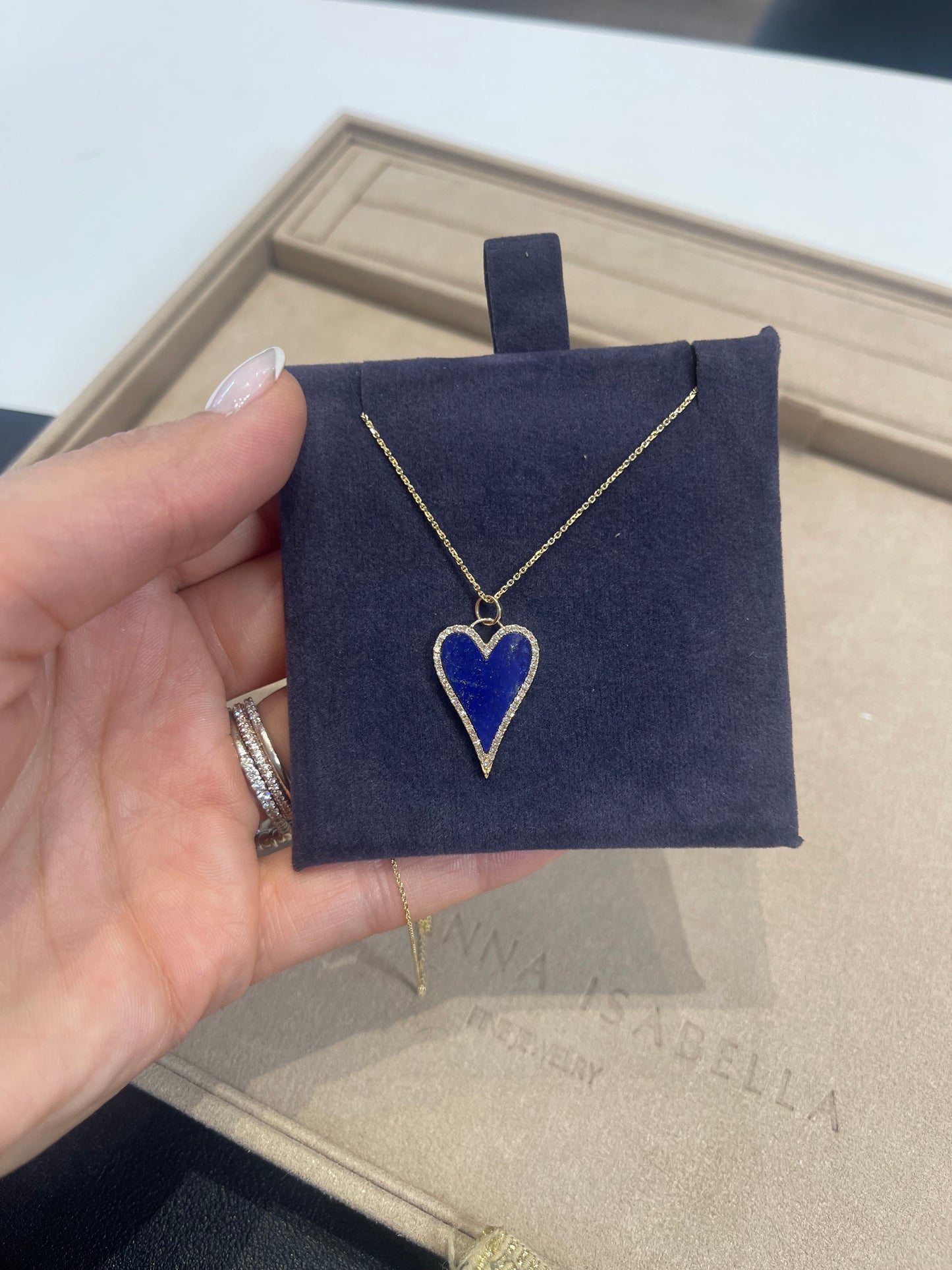Charm Coeur Lapis Lazuli et Diamants