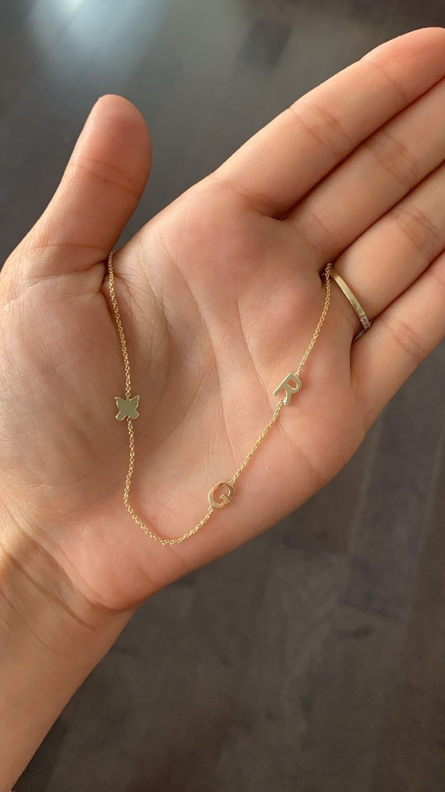 Mini Initial Necklace with Butterfly
