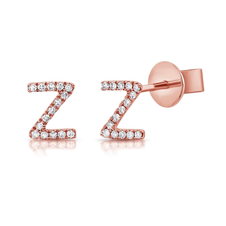 Puces d'oreilles initiales en mini diamant