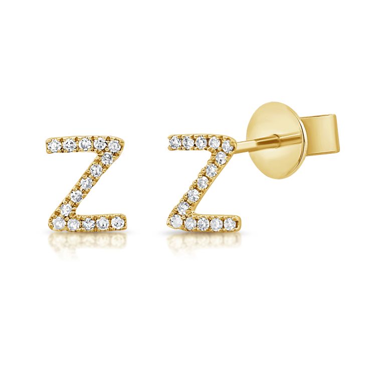 Puces d'oreilles initiales en mini diamant