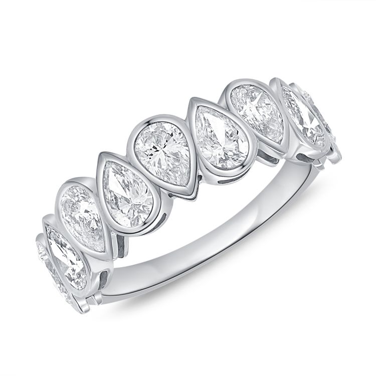 Pear Bezel Semi Diamond Eternity Band