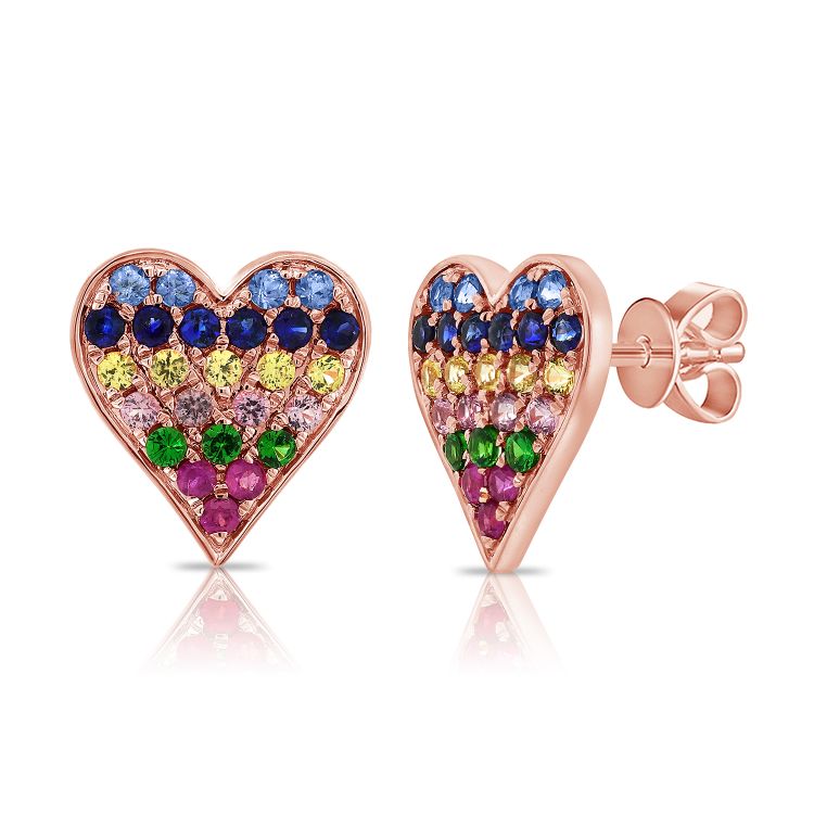 Rainbow Heart Studs