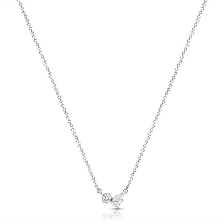 Lab Diamond Toi et Moi Pendant Necklace