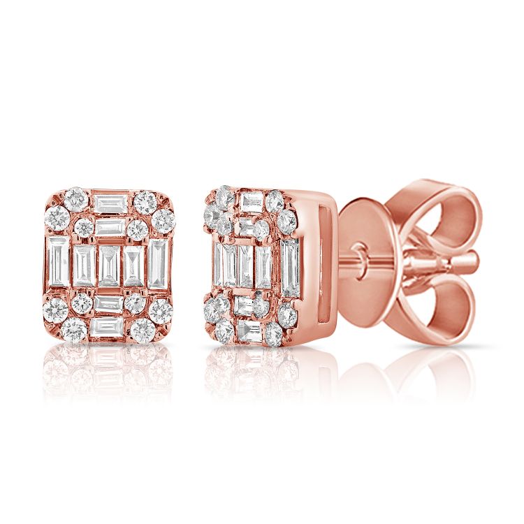 Baguette Illusion Diamond Studs