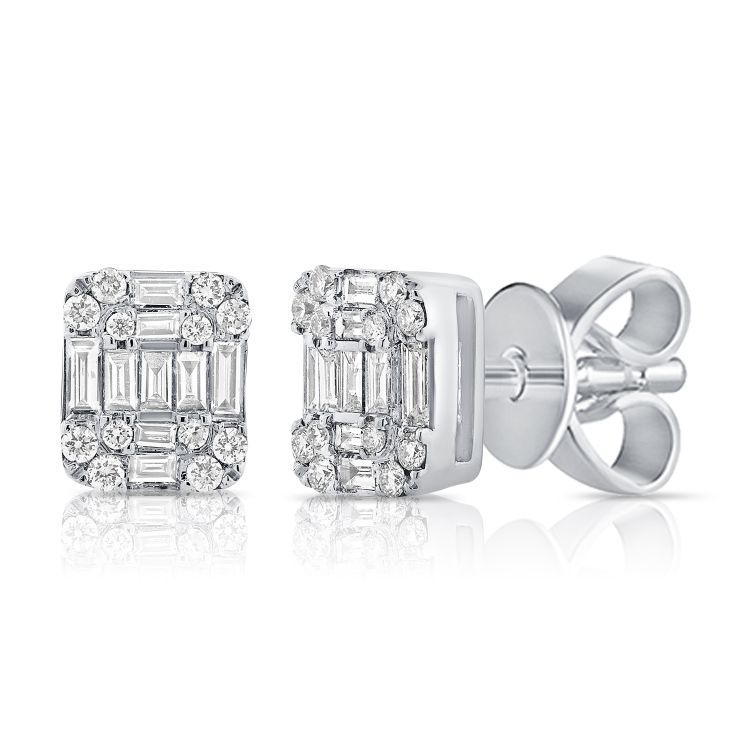 Baguette Illusion Diamond Studs