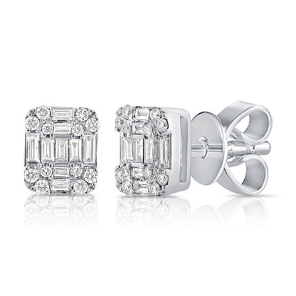 Baguette Illusion Diamond Studs