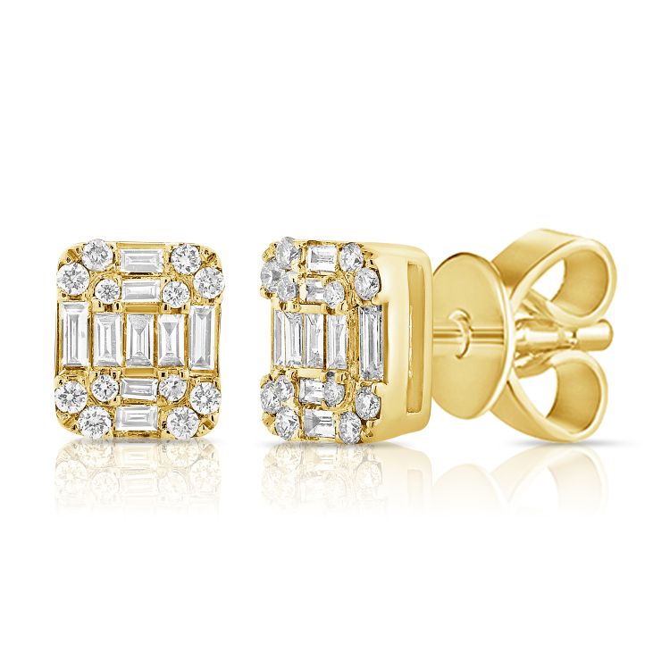 Baguette Illusion Diamond Studs